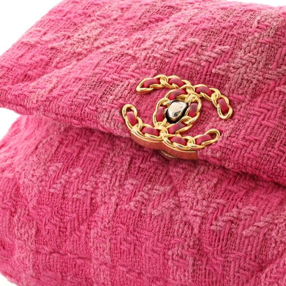 Chanel 19 Flap Bag Quilted Tweed Medium Pink - Picture 9 of 10